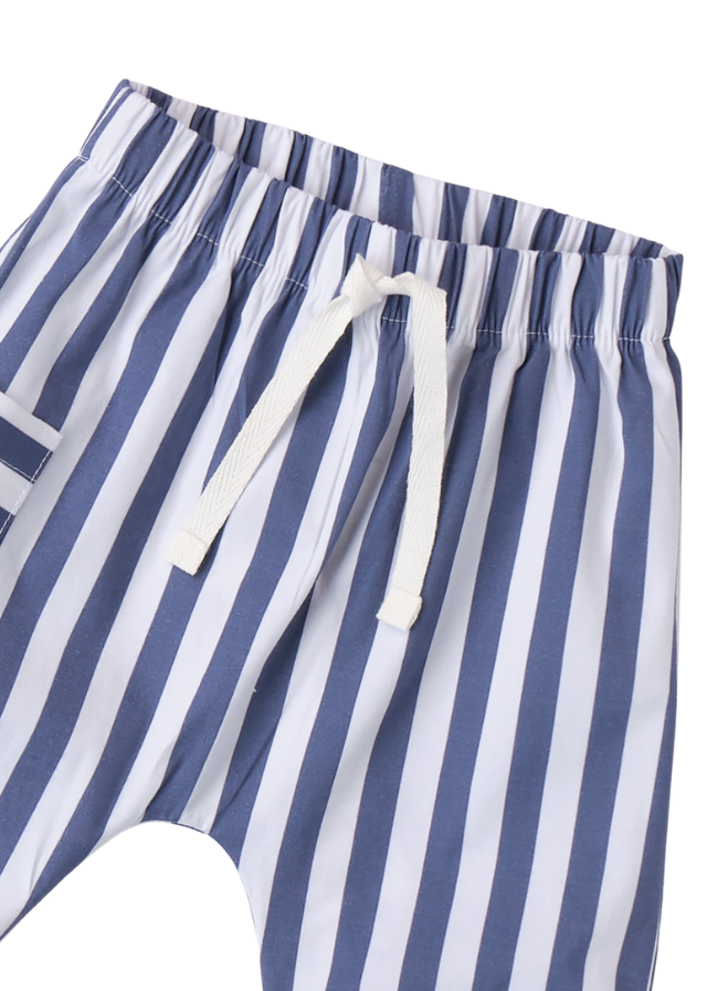 Pantaloni Lungi cu Dungi Albe si Albastre 8671 Minibanda - Camera Bebelusului