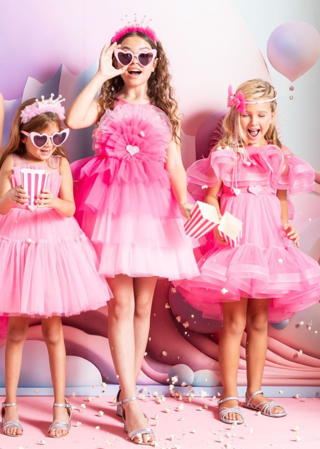 Rochita Barbie Fete - Roz din Tull cu Volane pe Bust si Inima in Talie 2718 Mon Princess - Camera Bebelusului