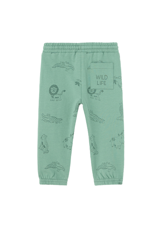 Pantaloni Lungi Sport, Verde cu Imprimeu Animale pentru Baietei 1550 Mayoral - Camera Bebelusului