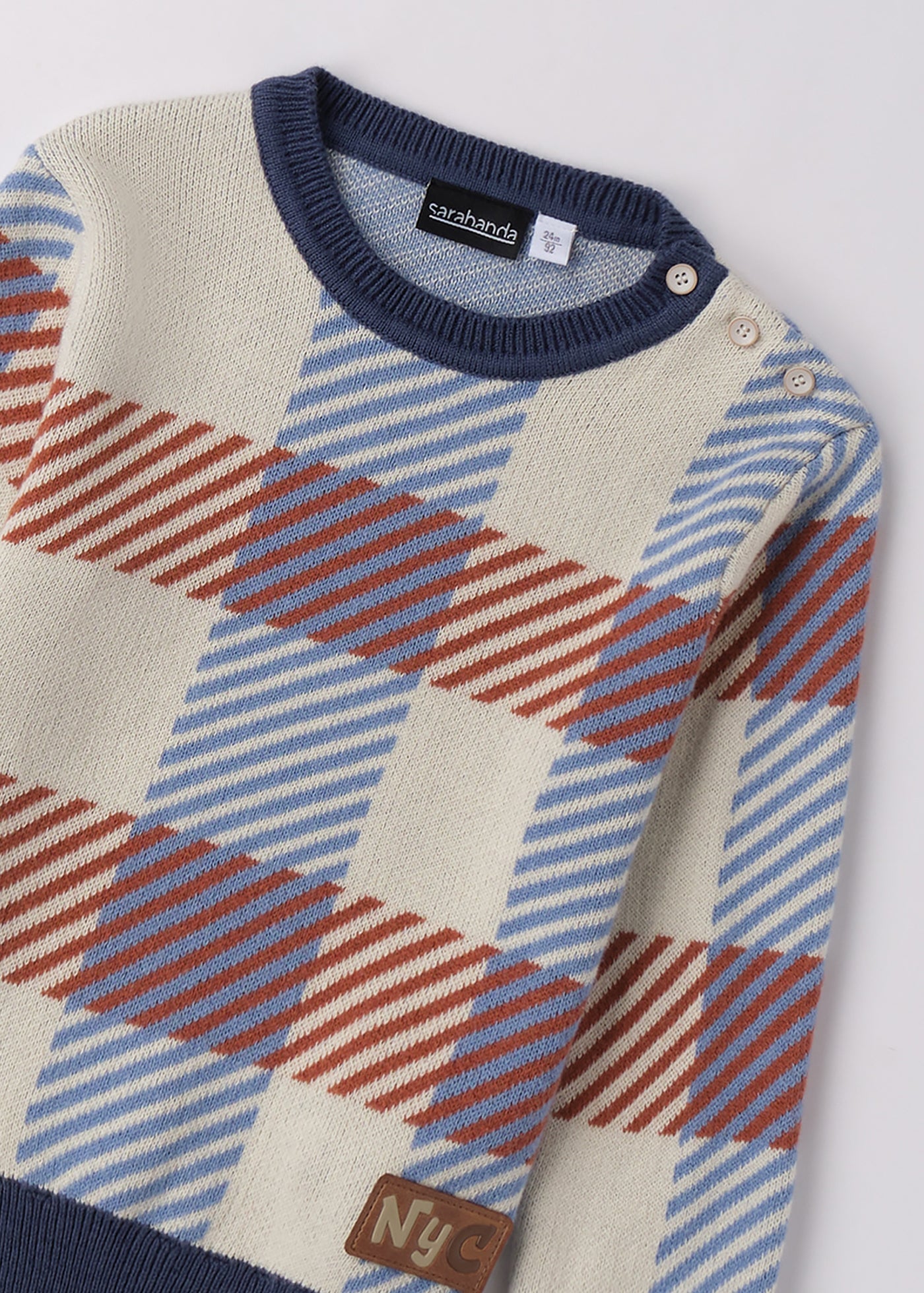 Pulover Baieti Bej Carouri Albastru Rosu 0.F107/00 Sarabanda