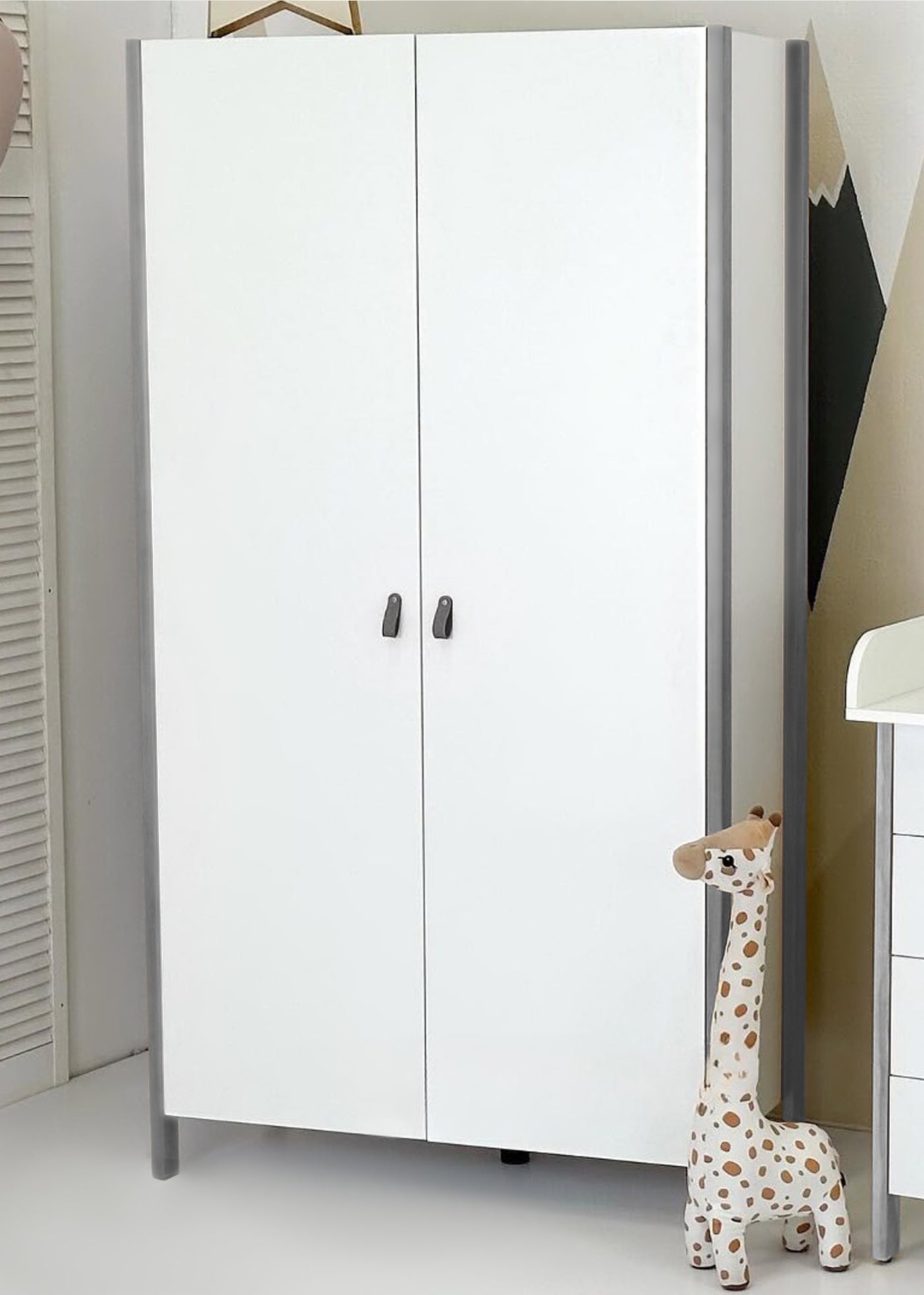 Dulap Cu 2 Uși Scandi Alb-Gri Ingvart