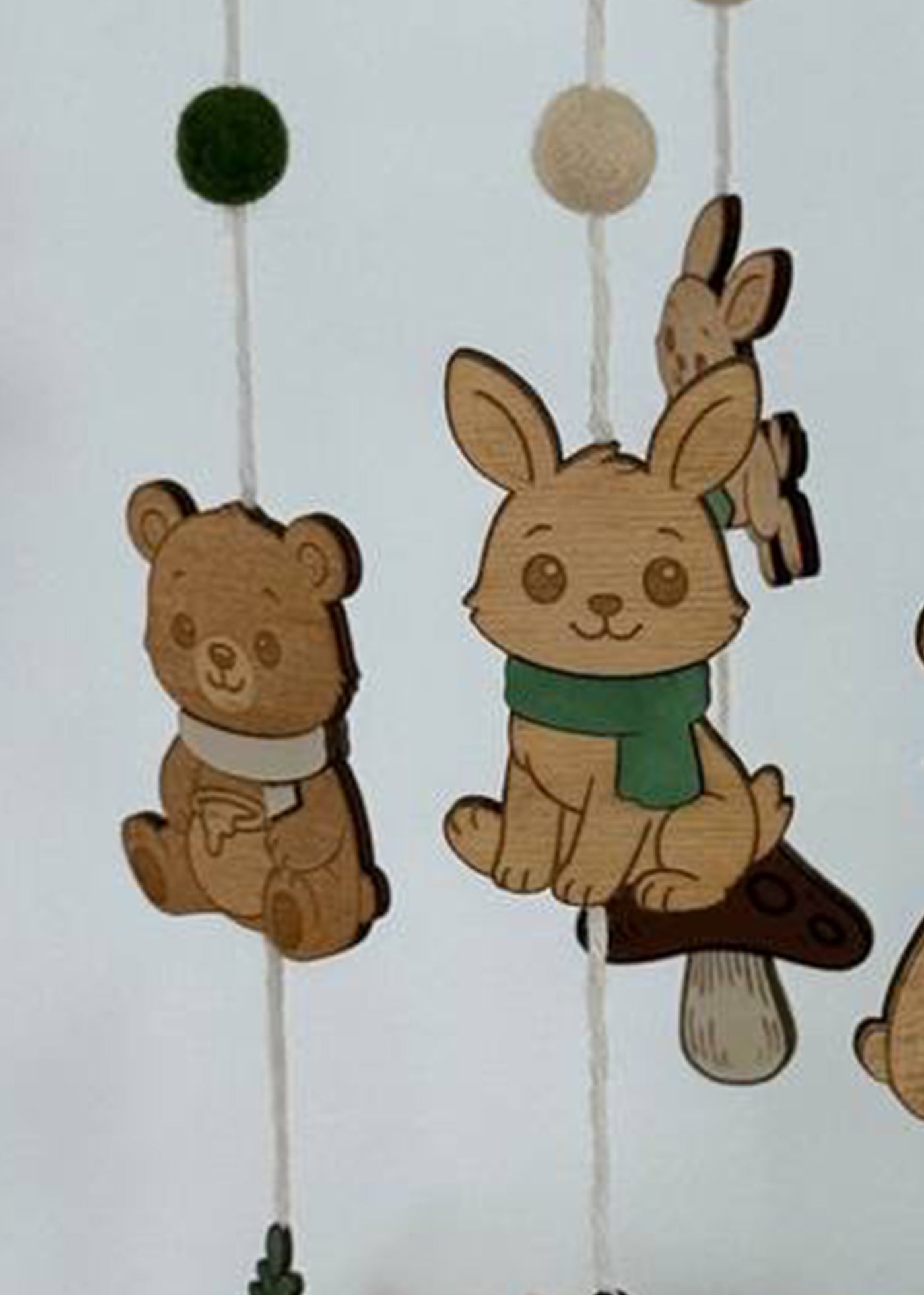 Carusel HandMade Muzical Din Lemn Cu Ursuleți Si Iepurași 674613 Ingvart