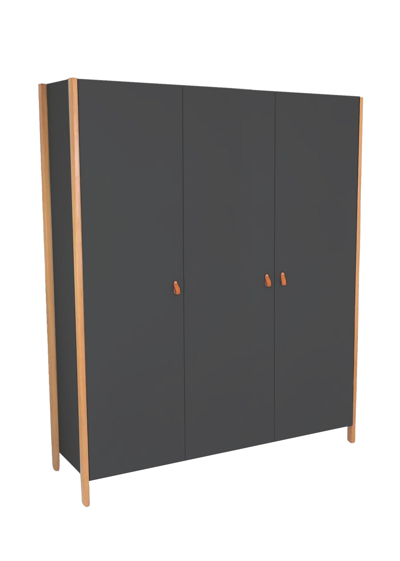 3-door Scandi wardrobe dark grey-natural