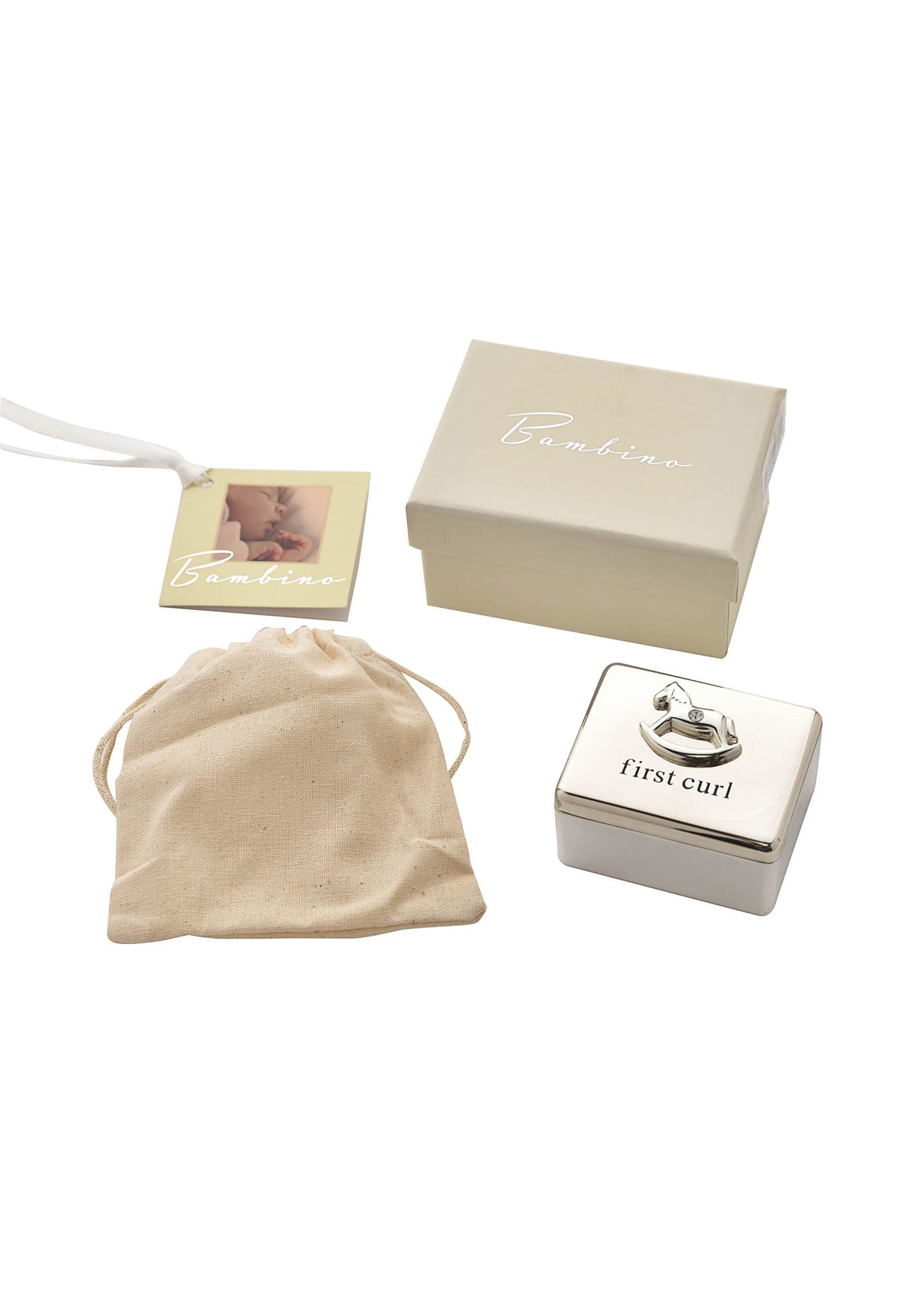 Cutie Prima Suvita Bebelusi Argintata cu Calut si Cristal CG863 Bambino By Juliana