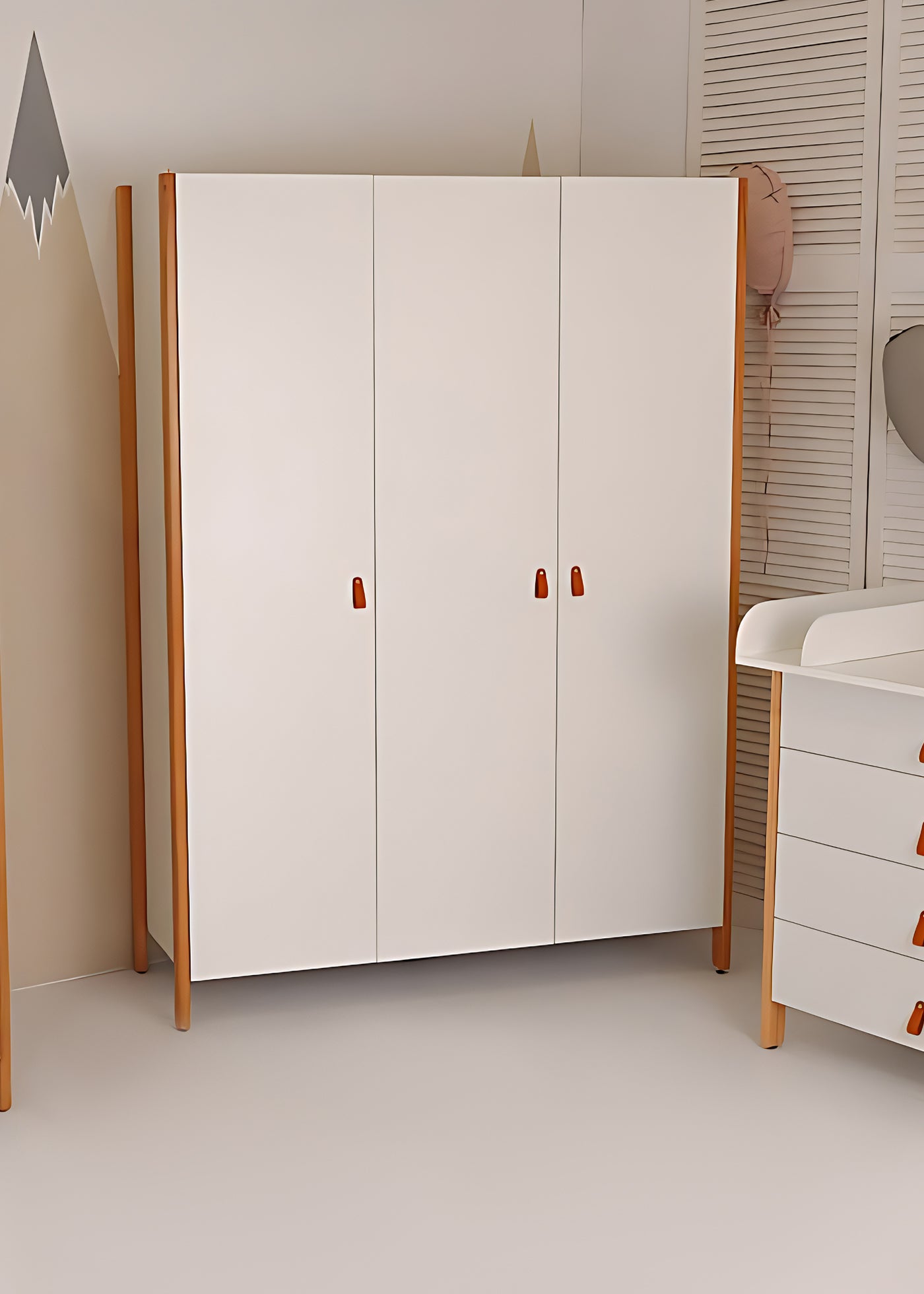 3-door Scandi wardrobe, natural white