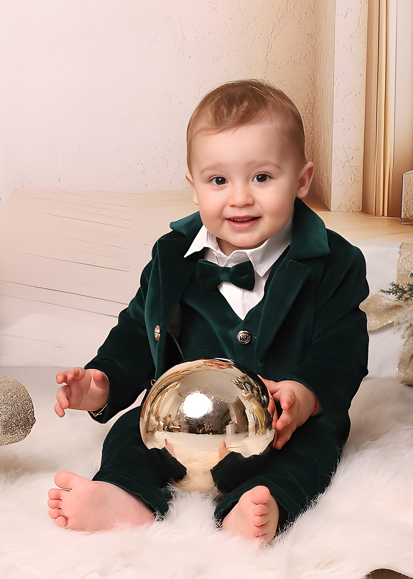 Set Botez Ayan 3 Piese, Costum, Trusou si Lumanare Personalizat Botez AnneBebe