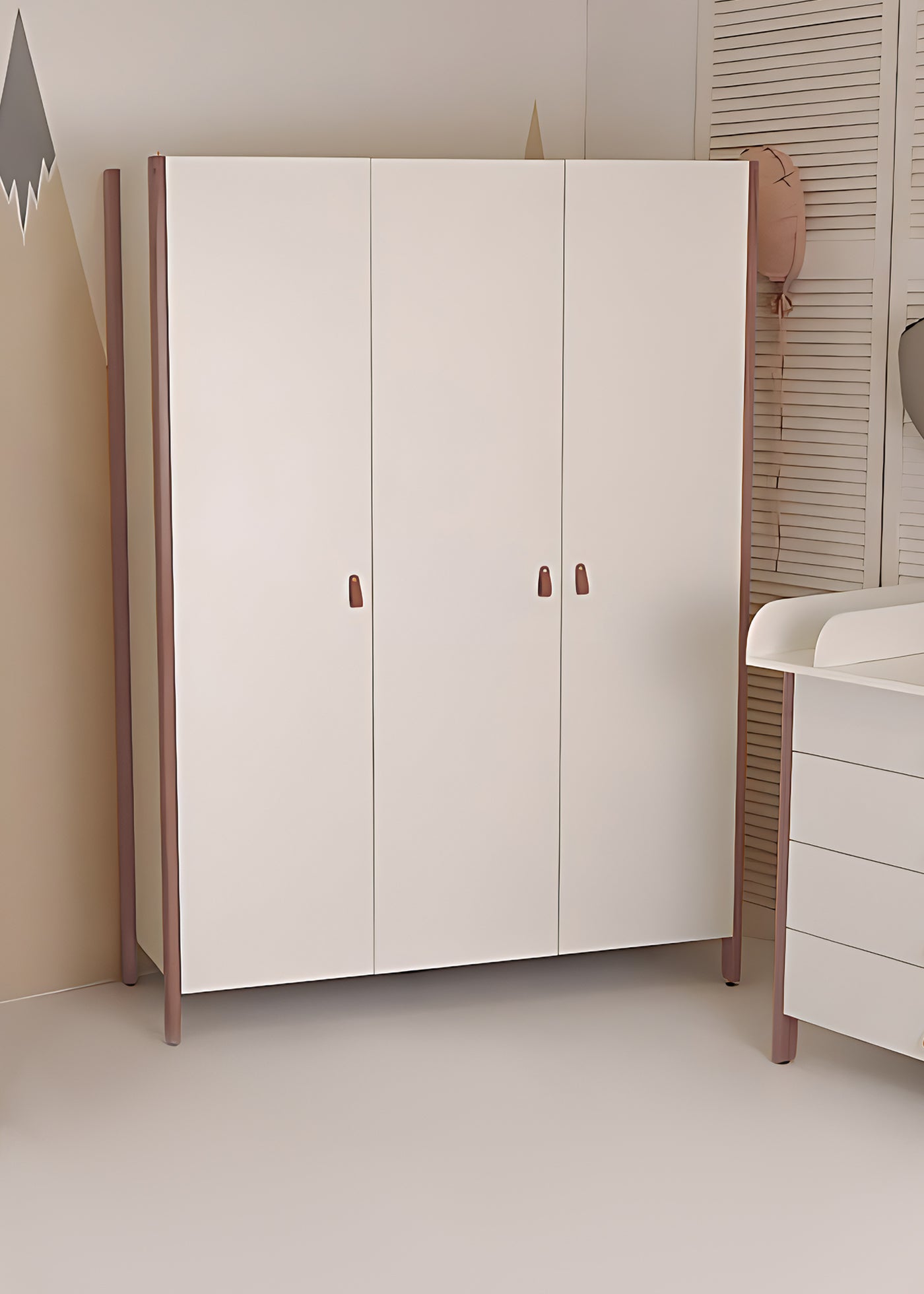 3-door Scandi wardrobe, white-cappuccino