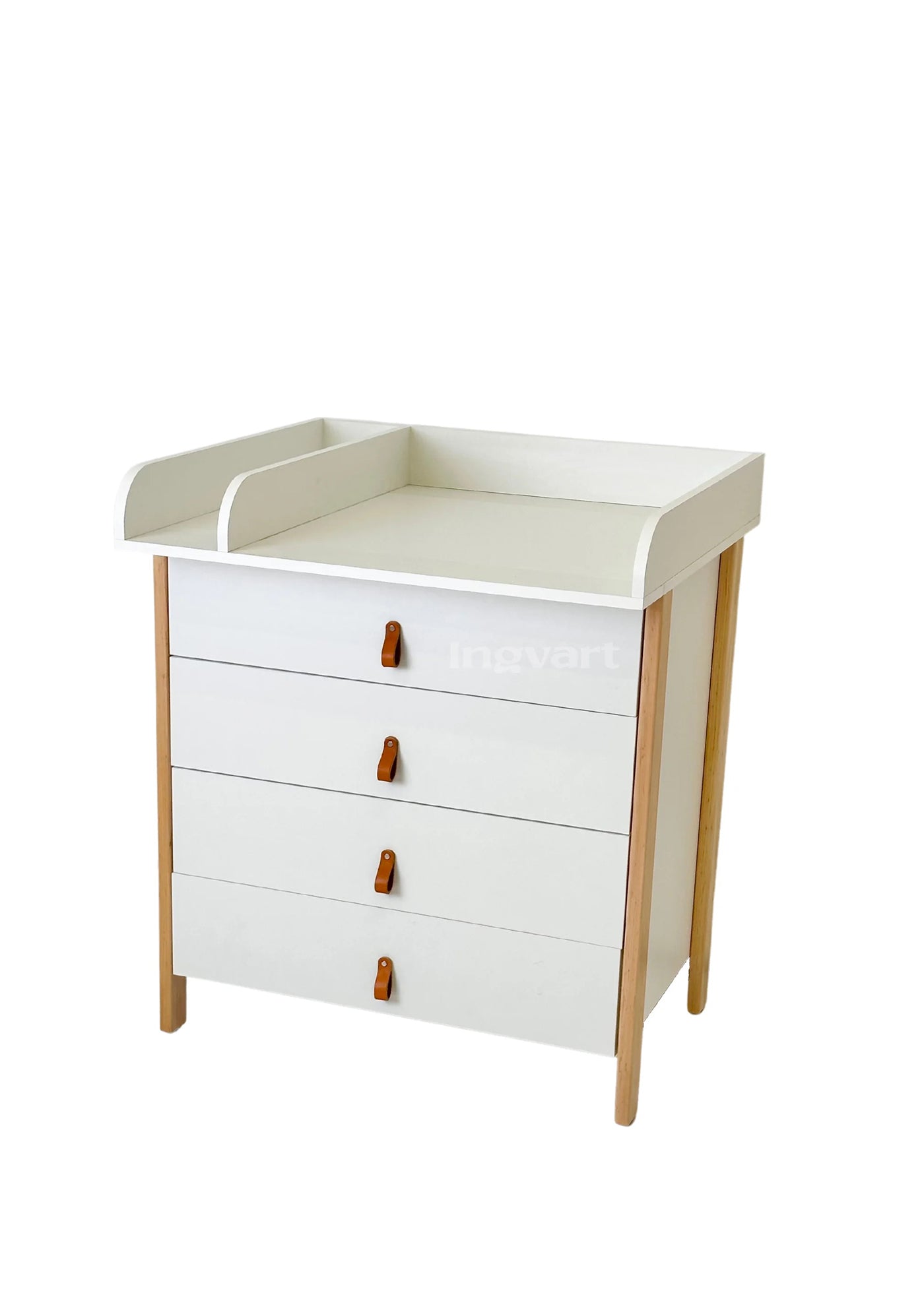 Scandi dresser with changing table, white-cappuccino
