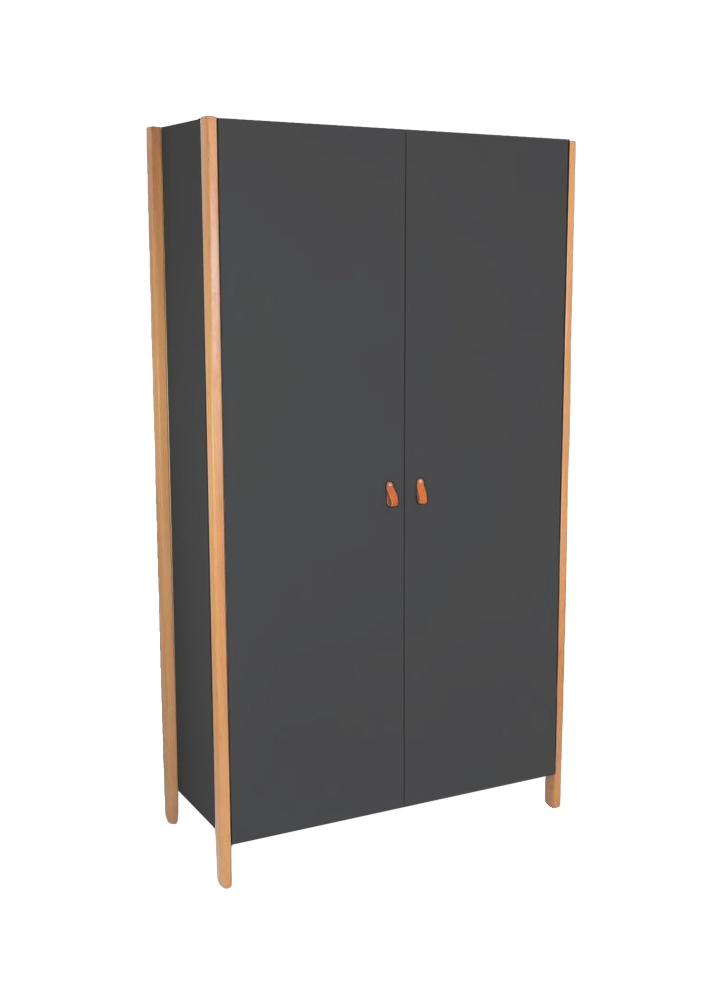2-door Scandi wardrobe dark grey-natural