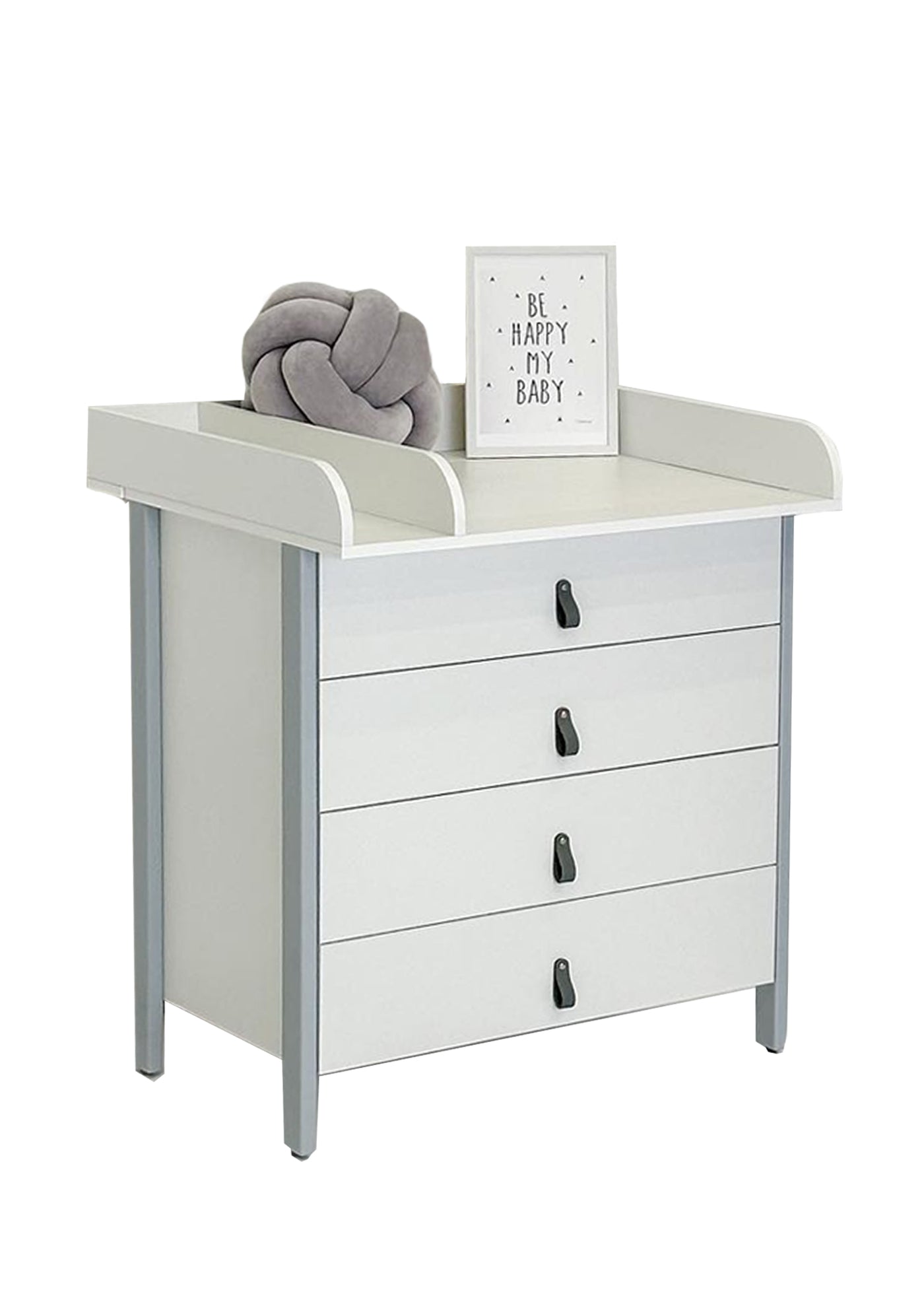 White-gray Scandi dresser with changing table