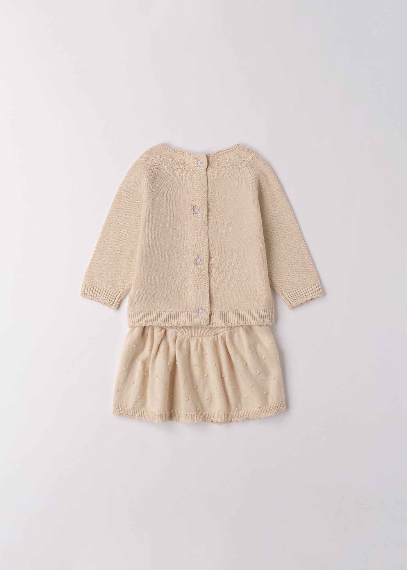 Set 2 Piese Fetite Tricotat Bej Bluza Si Fusta 4.F118/00 iDO