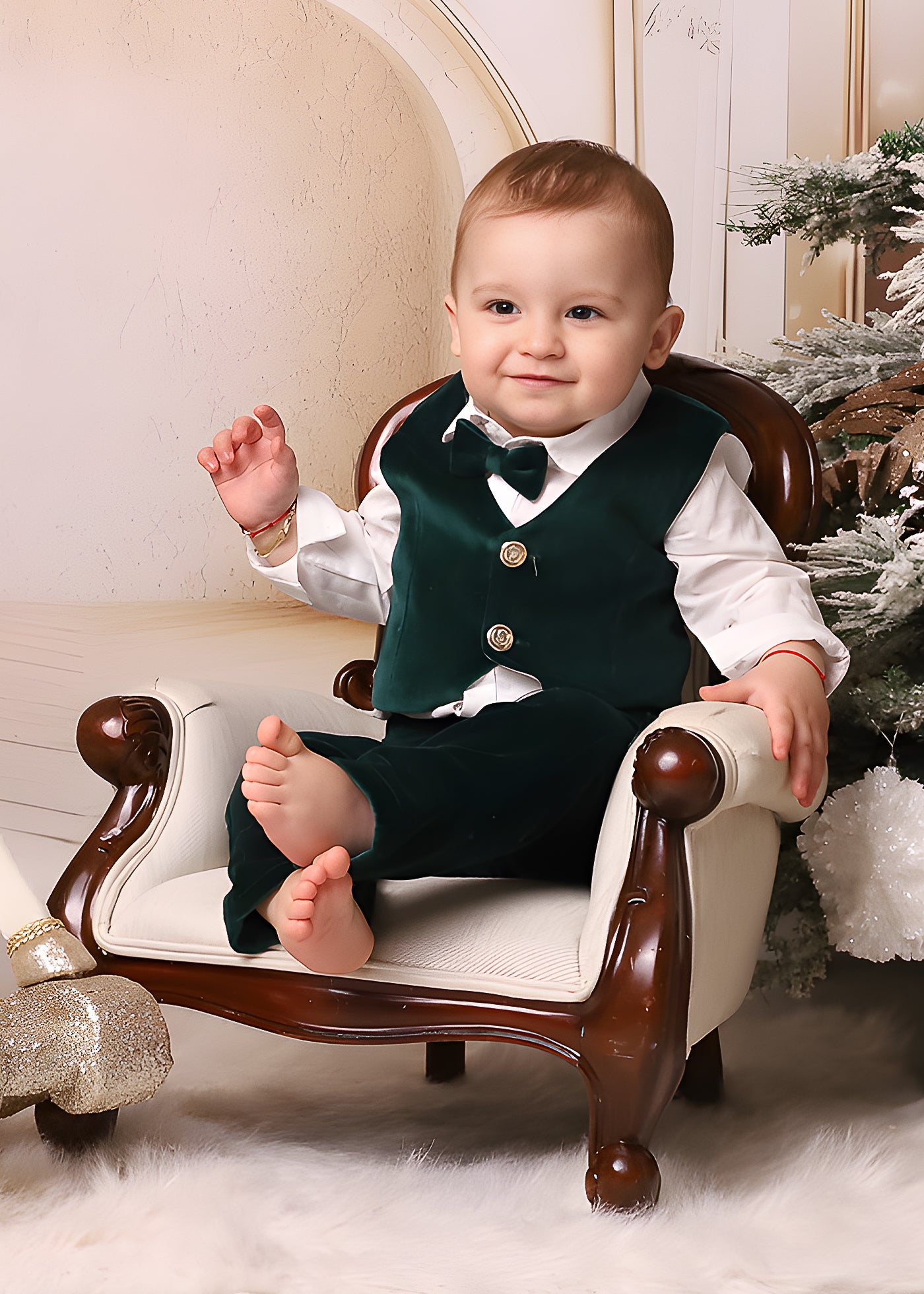 Set Botez Ayan 3 Piese, Costum, Trusou si Lumanare Personalizat Botez AnneBebe