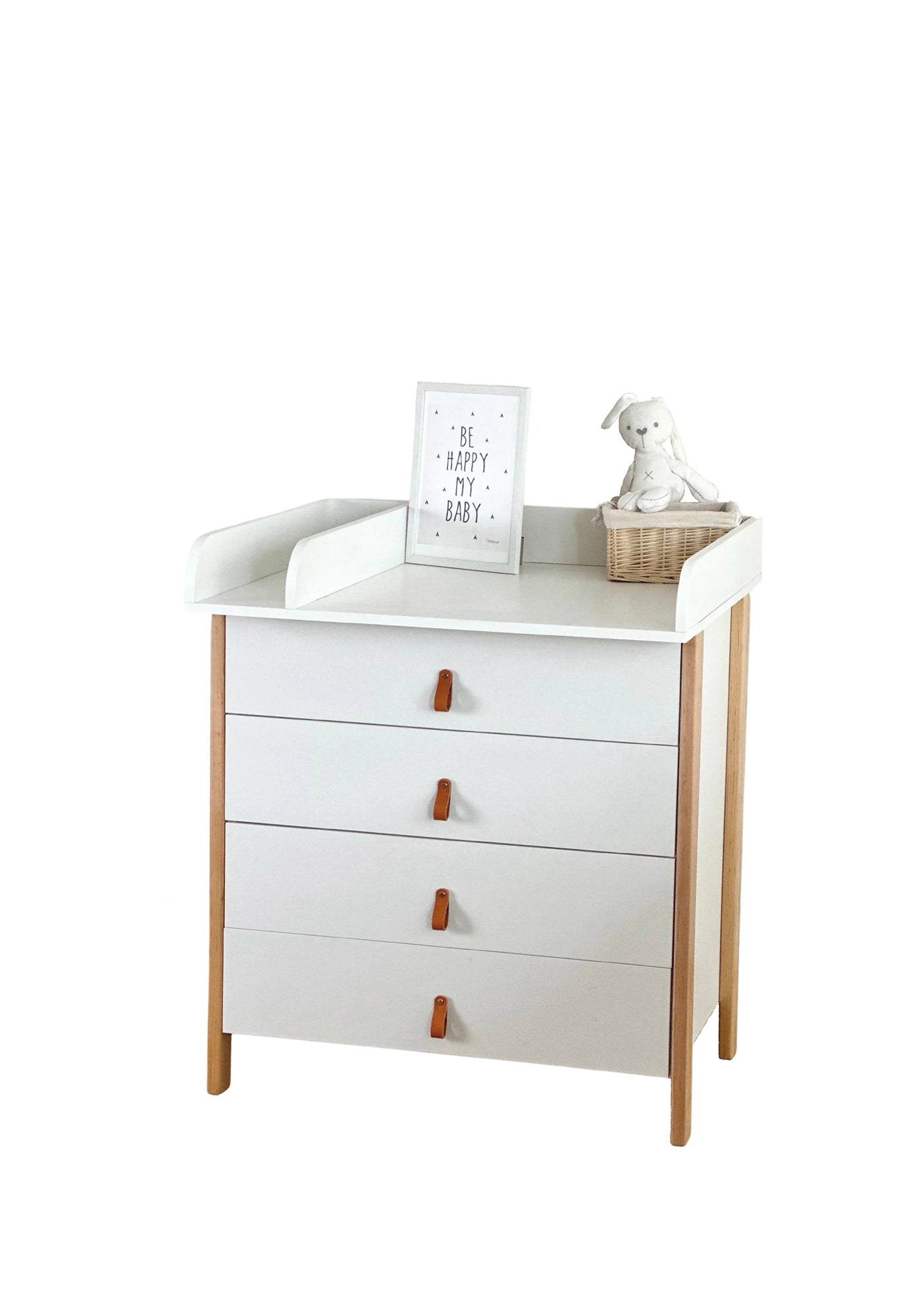 Scandi dresser with changing table, white-cappuccino