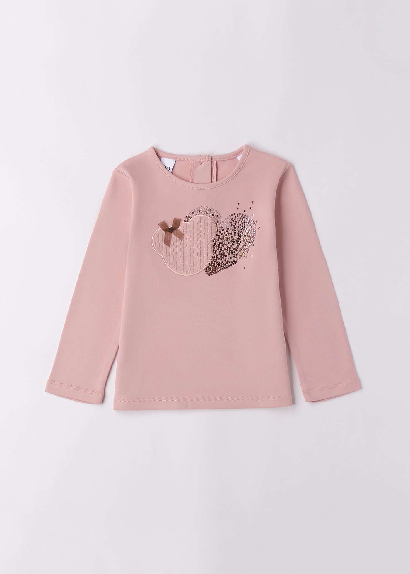 Bluza Fete Maneca Lunga Roz Pudra Cu Urs Si Inima 4.F733/00 iDO