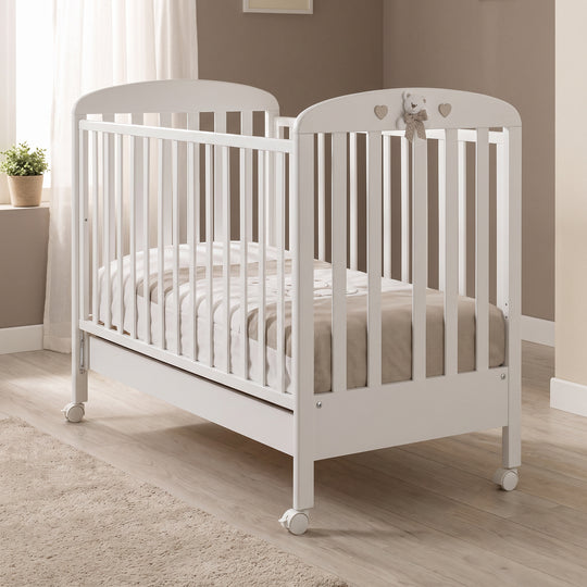 Baby bed Tatino Erbesi Italian Design with drawer and sliding side White &amp; Cream 
