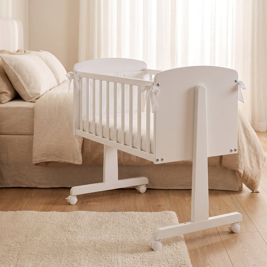 Patut Co-Sleeper cu Saltea si Set Textil Alb – Ninna | Erbesi