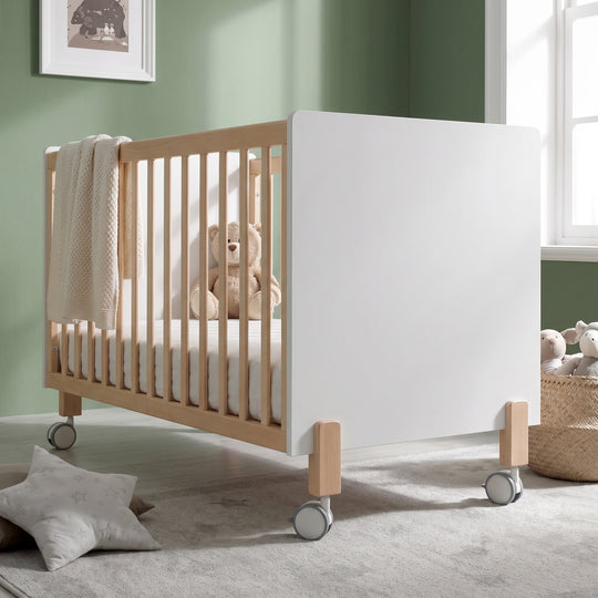 Little White &amp; Natural Beech Wood Montessori Transformable Bed 