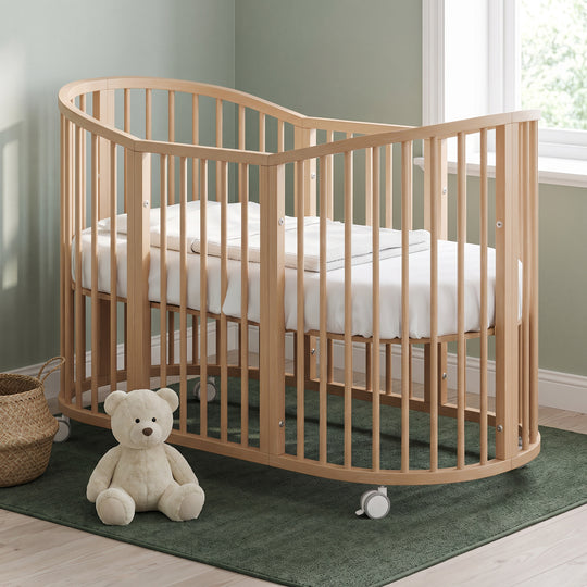 Patut Bebe Oval Transformabil Natural cu Saltele Incluse – Forever | Erbesi
