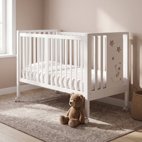 Patut Bebe Evolutiv 3 in 1 cu Stelute si Ursulet Alb – Maxi Cucu | Erbesi