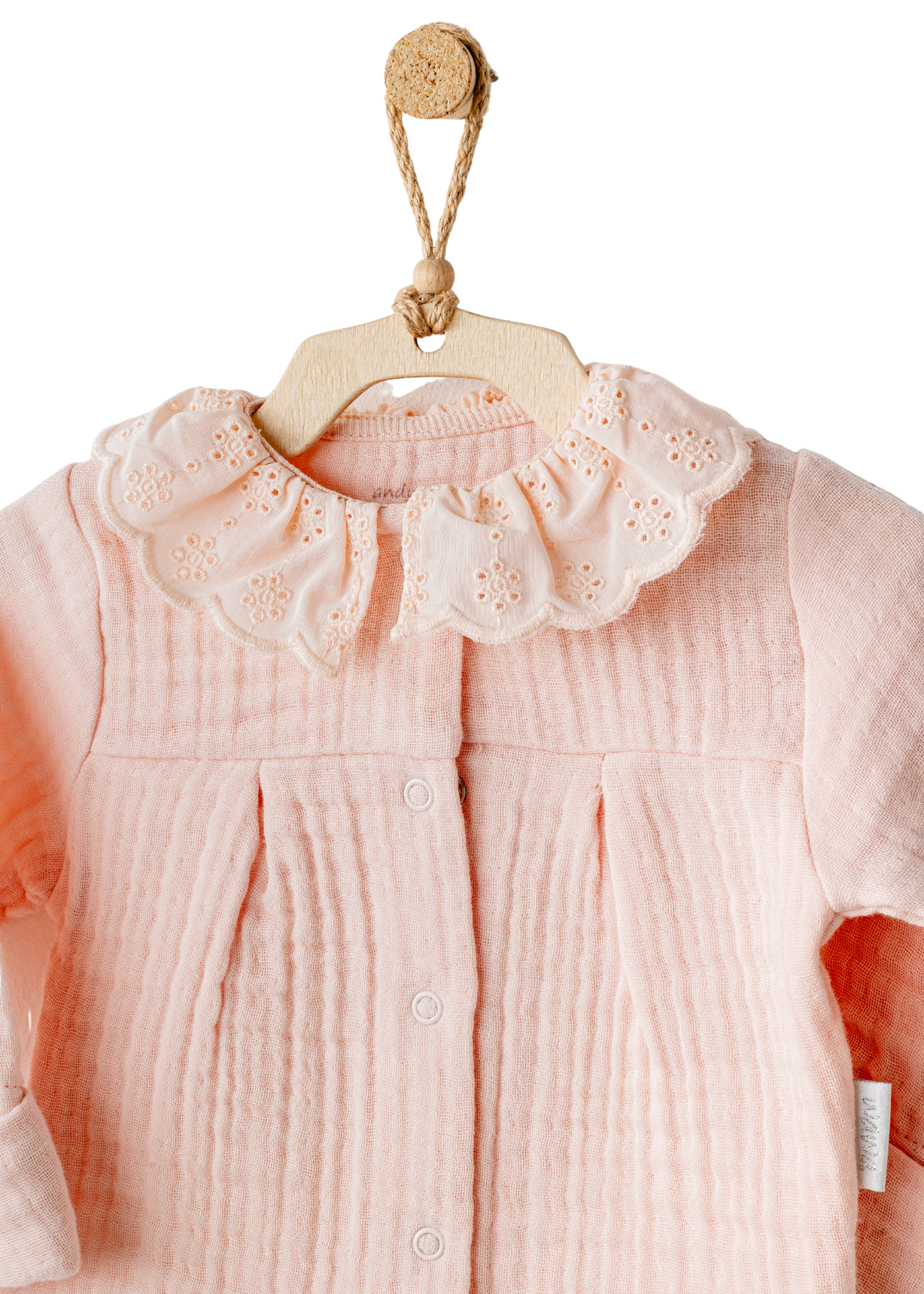 Set 5 Piese Nou Nascut Muselina Somon cu Dantela Bumbac AC25840 Andywawa