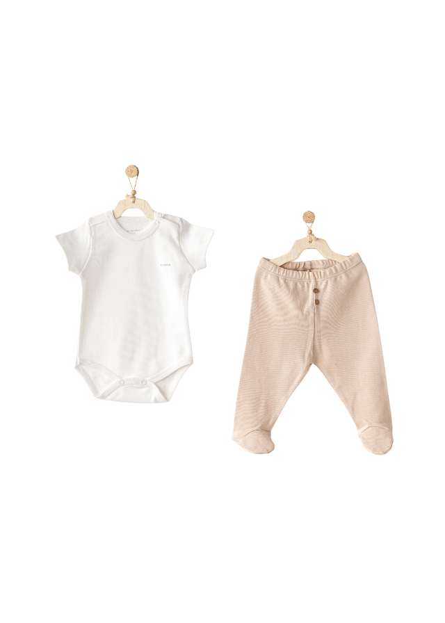 Set 10 Piese Maternitate Crem cu Bej cu Imprimeu Animale AC25851 Andywawa