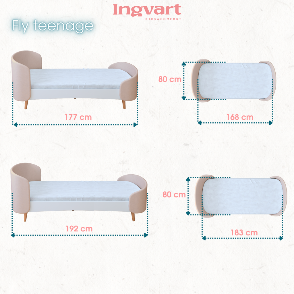 Premium Oval Convertible Crib 6 in 1 Fly White with Padded Velvet Headboards Ingvart 