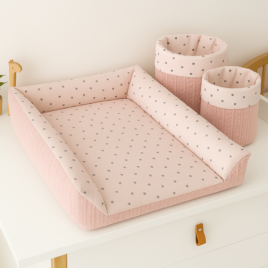 Salteluta Infasat Roz cu Picouri Gri pentru Cabinet Scandi Ingvart