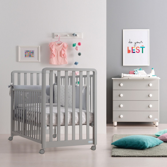 Дитяче ліжечко-трансформер 9 в 1 Glam Grey Beech Wood з матрацом Azzurra та комплектом ліжка 