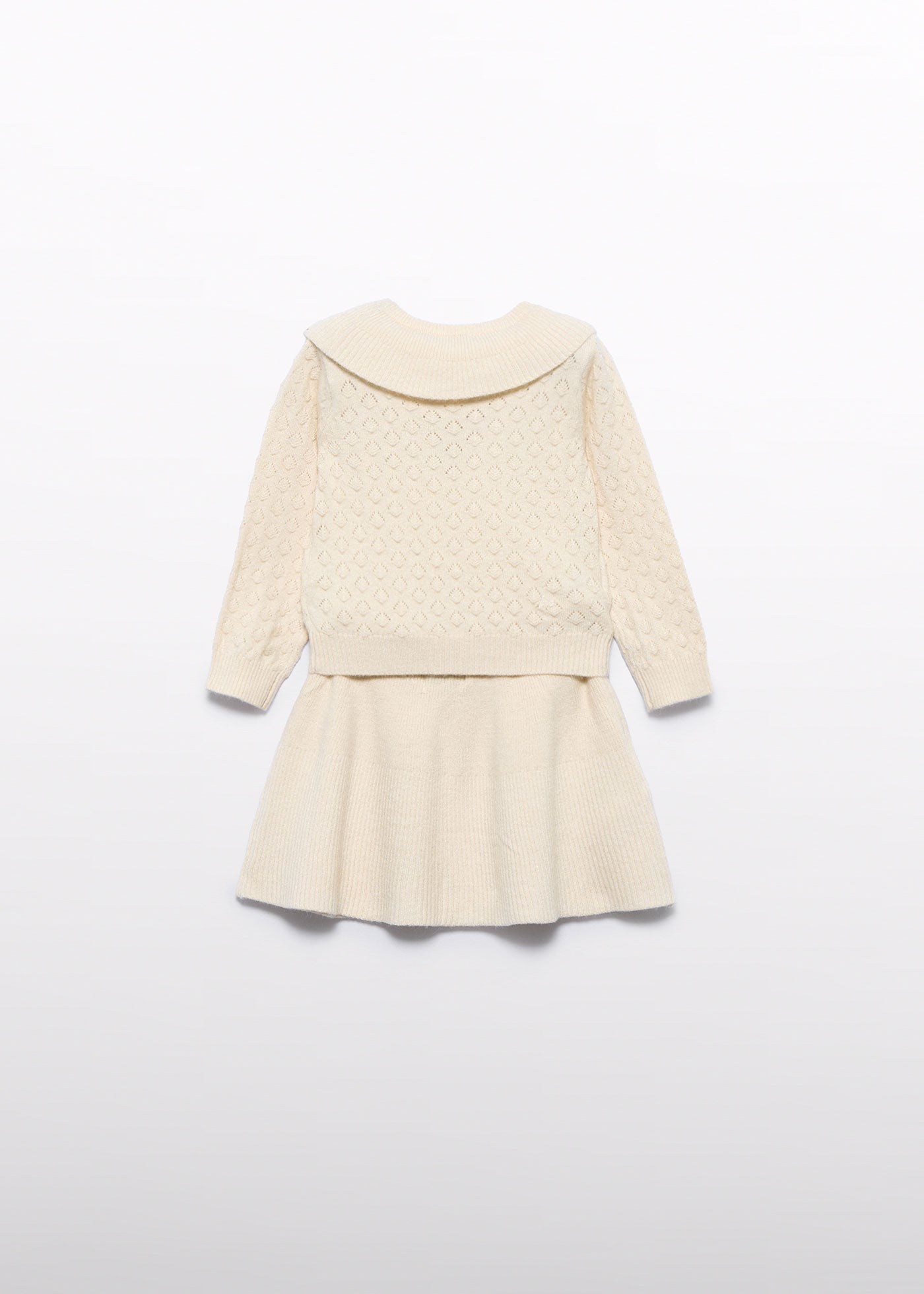 Set 2 Piese Fetite Tricotat Bej Fusta Si Bluza Cu Guler 5514 Abel & Lula