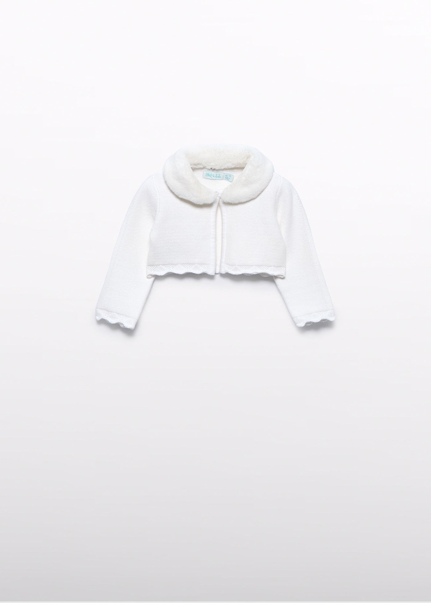 Bolero Fetite Ivory Tricotat Cu Guler Din Blanita 5817 Abel & Lula