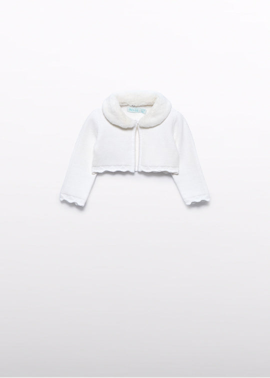 Bolero Fetite Ivory Tricotat Cu Guler Din Blanita 5817 Abel & Lula