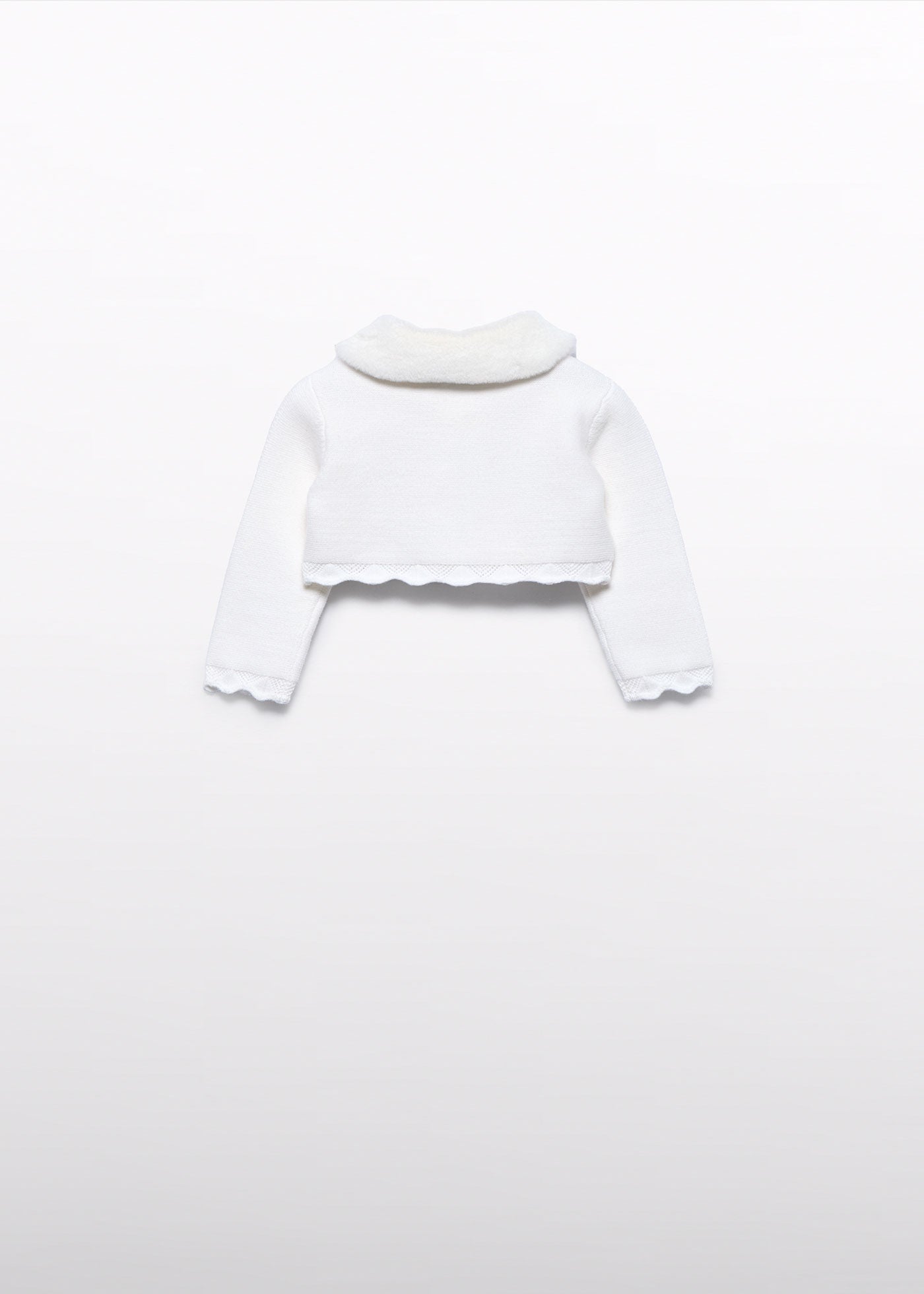 Bolero Fetite Ivory Tricotat Cu Guler Din Blanita 5817 Abel & Lula