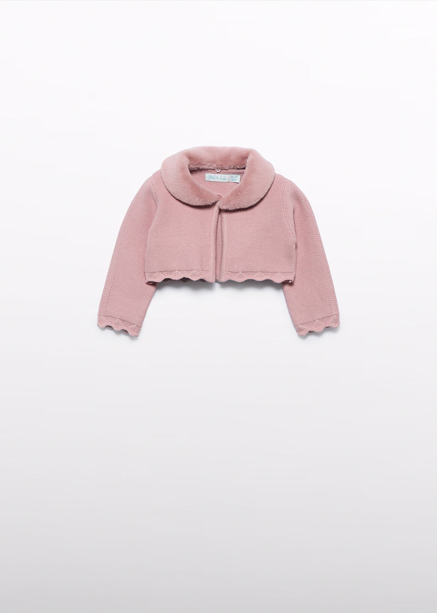 Bolero Fetite Roz Tricotat Cu Guler Din Blanita 5817 Abel & Lula