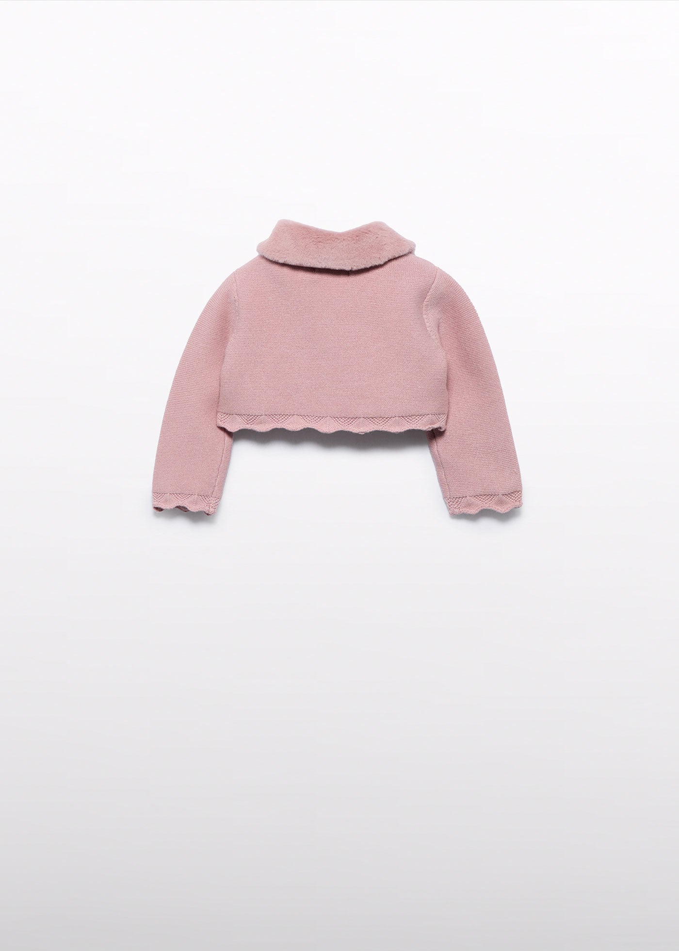 Bolero Fetite Roz Tricotat Cu Guler Din Blanita 5817 Abel & Lula