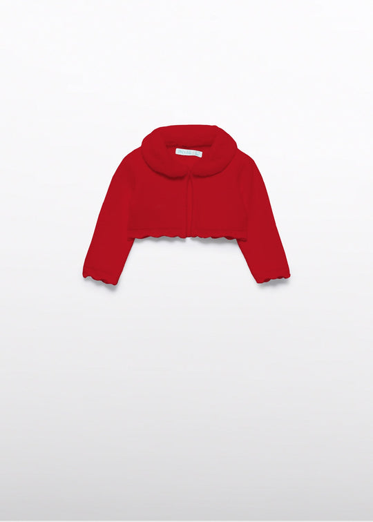 Bolero Fetite Rosu Tricotat Cu Guler Din Blanita 5817 Abel & Lula