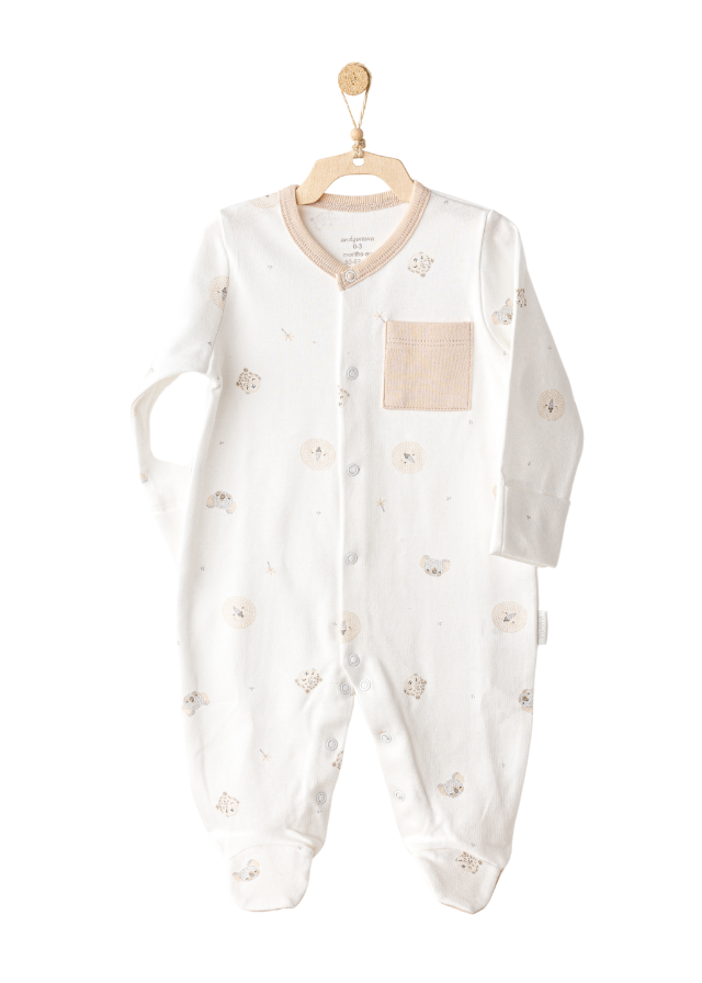 Set 10 Piese Maternitate Crem cu Bej cu Imprimeu Animale AC25851 Andywawa