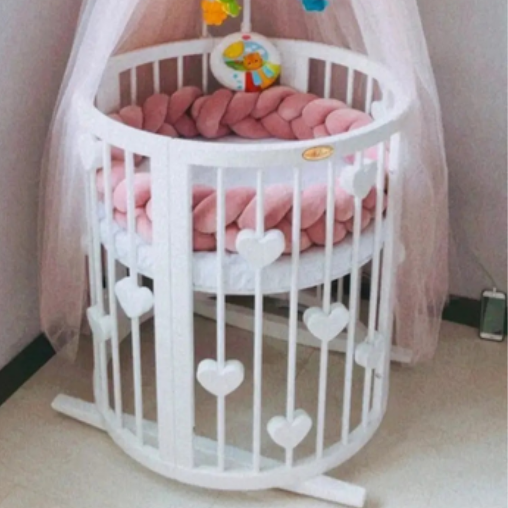 Patut Smart Inimi Rotund-Oval Evolutiv Transformabil Cosleeper 9in1 Lemn Arin 72 cm INGVART