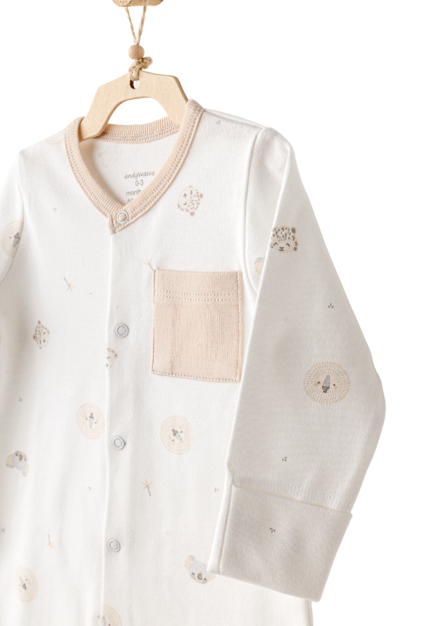 Set 10 Piese Maternitate Crem cu Bej cu Imprimeu Animale AC25851 Andywawa