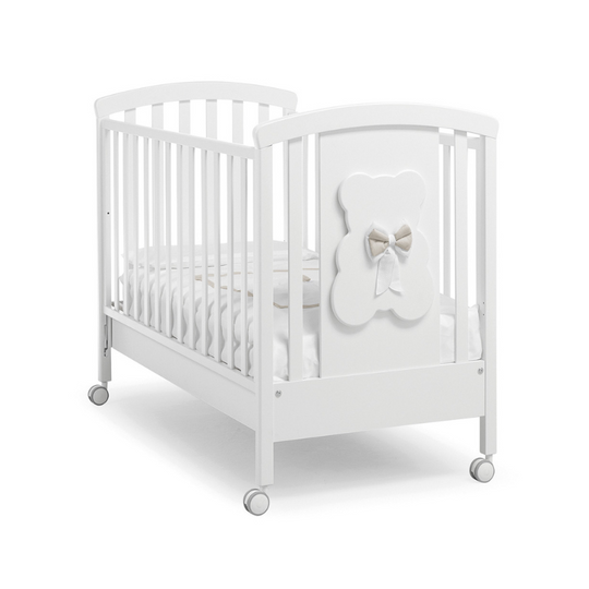 Patut bebelusi Dudu Erbesi Lemn Solid Fag cu sertar si laterala culisanta Alb & Tortora