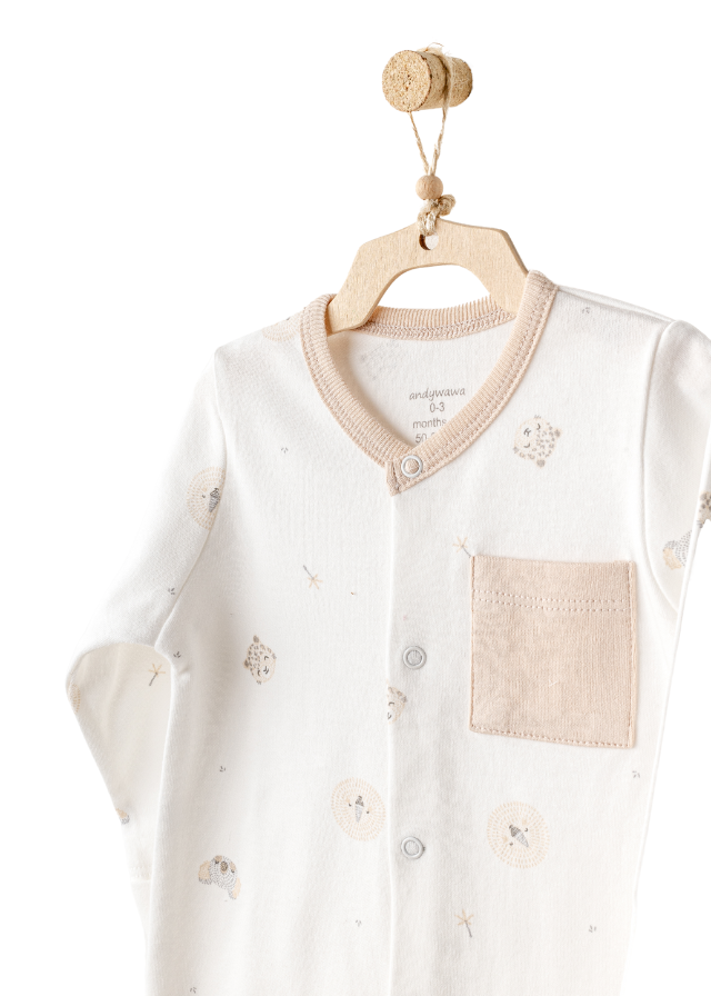 Set 10 Piese Maternitate Crem cu Bej cu Imprimeu Animale AC25851 Andywawa