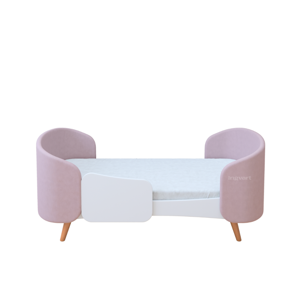 Premium Oval Convertible Crib 6 in 1 Fly White with Padded Velvet Headboards Ingvart 