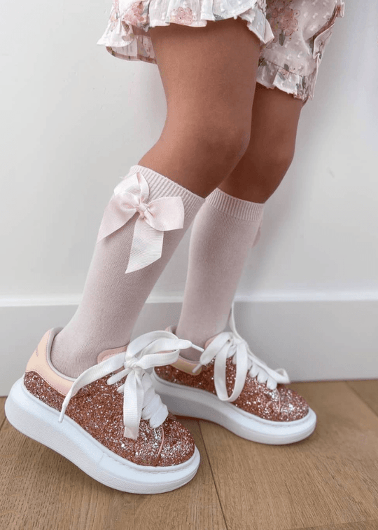 Ciorapi pentru Fetite Bumbac Roz cu Fundita 2482/2 Condor