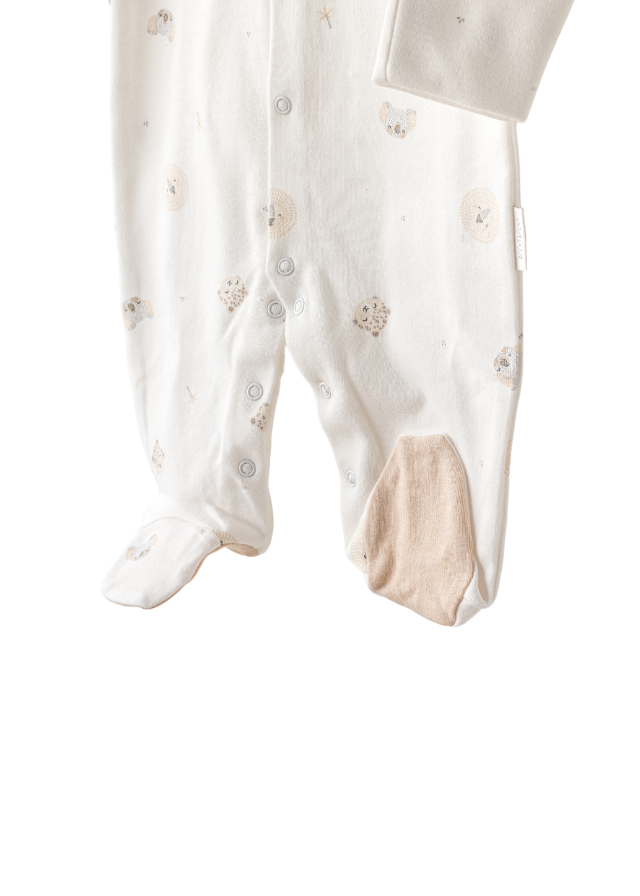 Set 10 Piese Maternitate Crem cu Bej cu Imprimeu Animale AC25851 Andywawa