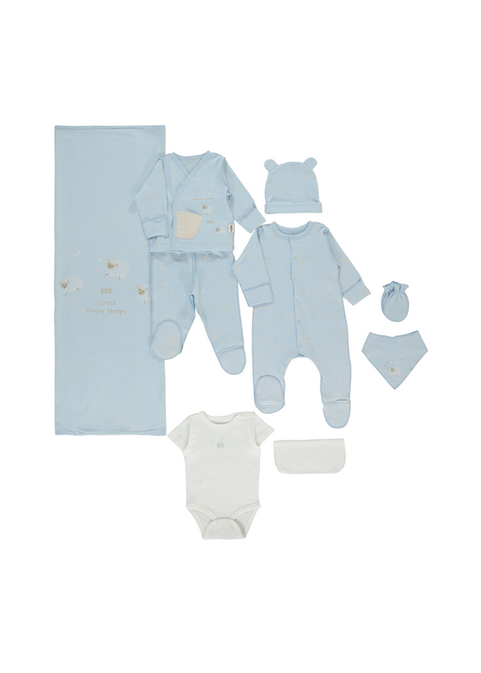 Set 10 Piese Maternitate Bleu cu Oite Z1071 Bebetto