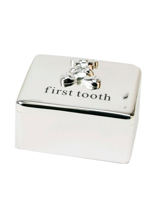 Caseta Argintata Primul Dinte cu Ursulet si Cristal CG862 Bambino