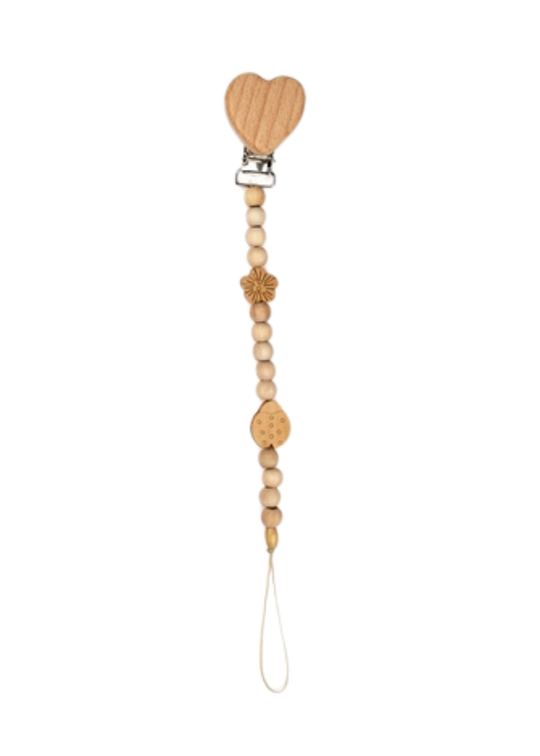 Organic Wooden Pacifier Holder with Heart CSYA1000 Baby Cosy