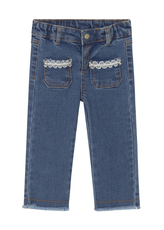 Long Denim Trousers with Lace Pockets 1511 Mayoral