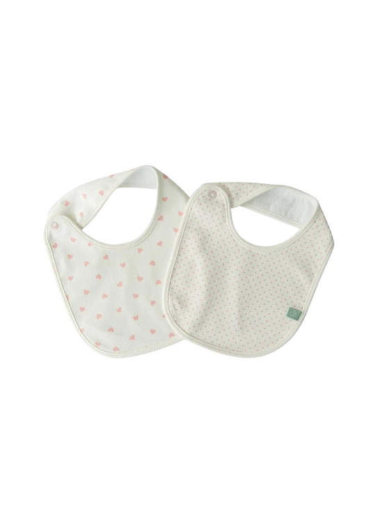 Set of 2 White and Pink Bibs S32969 Kitikate