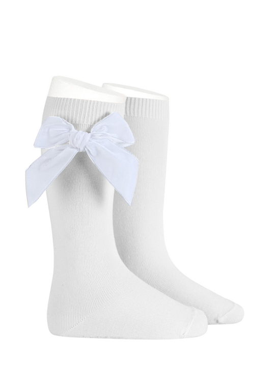 Sosete Lungi din Bumbac cu Nylon Albe cu Funda din Catifea 24892 Condor