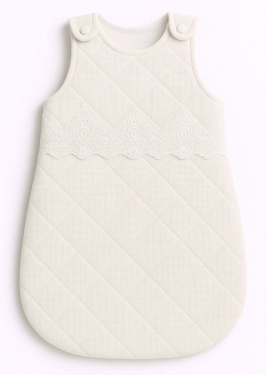 Girls' Sleeping Bag Cream Embroidery AnneBebe 